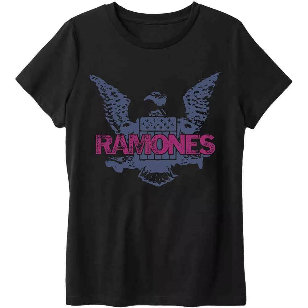Ramones Lila Adler Peripherer Musterdruck Sommer Luxusmarke Baumwolle Herren- und Damen-T-Shirts Kurzärmelig