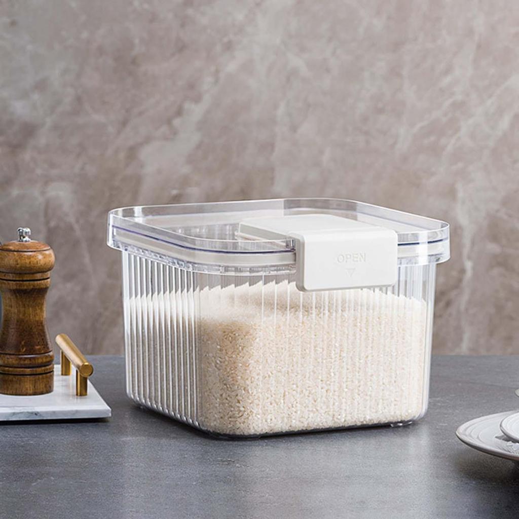 Rice Storage Bin Sealed Bulk Food Transparent for Cereal White