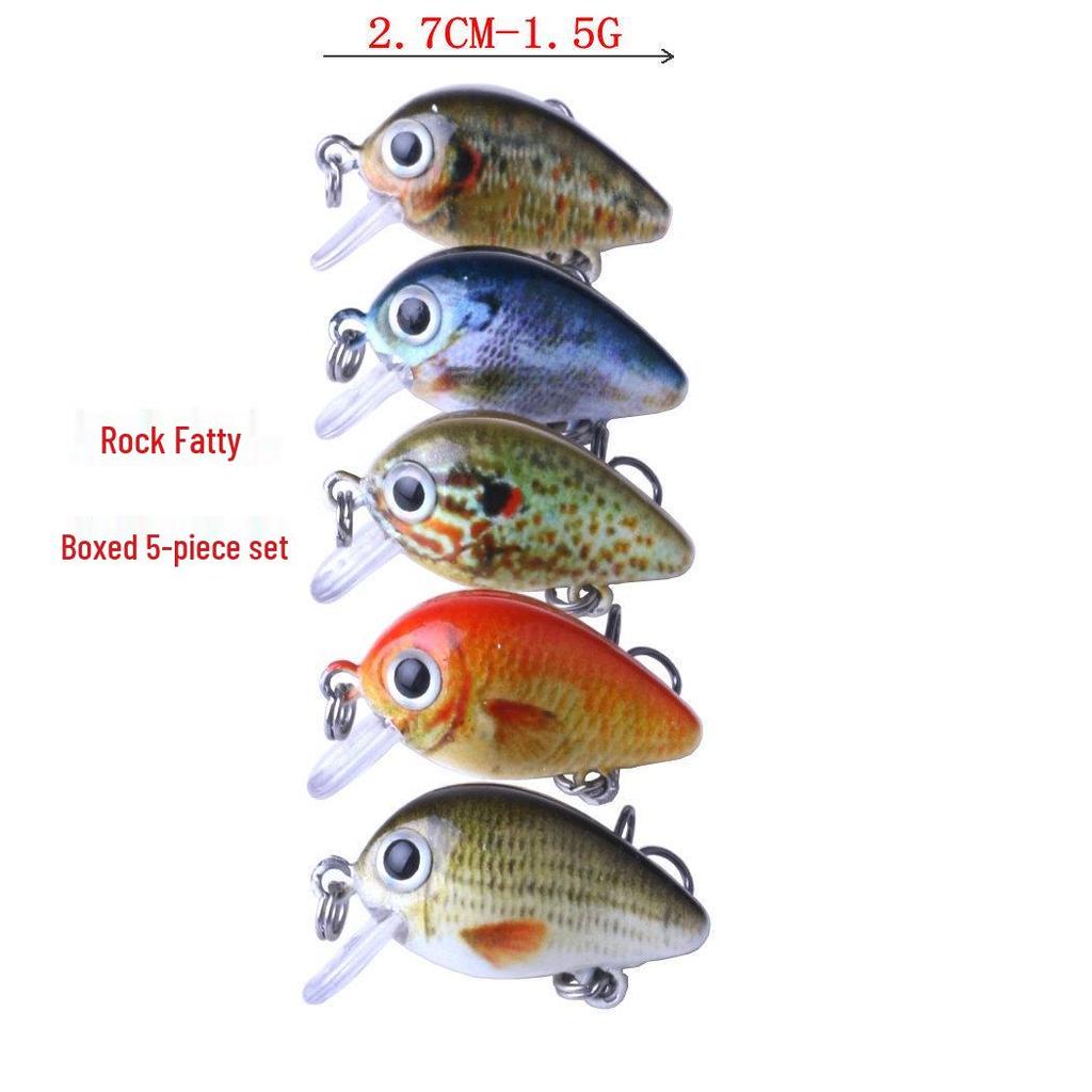 5-teiliges verpacktes Rock-Köder-Set 2,7CM-1,5G Kunstköder - Kleiner fetter simulierter Fisch