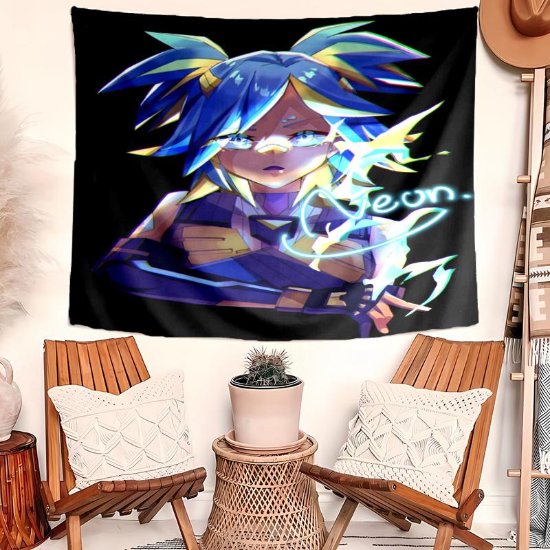 VALORANT Tapestry, Wall Hanging Tapestry, Pattern Tapestry for Dorm Bedroom Living Room Wall Art Photography Backdrop