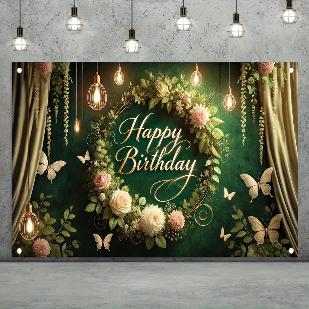 2D banner 1 piece elegant green happy birthday banner suitable for birthdays festivals parties 100x150cm