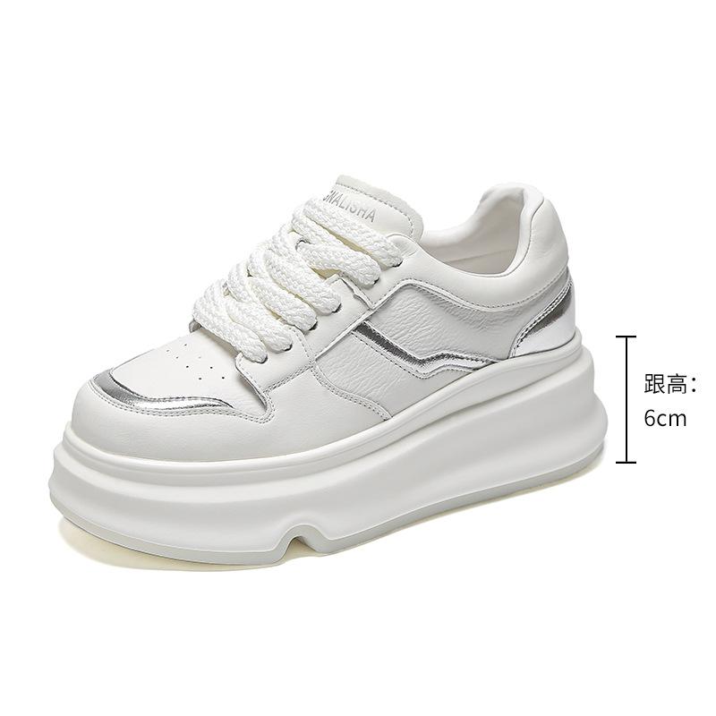 Spring new leather board shoes little white shoes women's cowhide casual women's shoes retro versatile thick-soled muffin heightening shoes