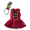 Girls Carnival Costume Round Neck Sleeveless Shiny Sequins Leotard Dress Feather Mini Top Hat Party Outfit