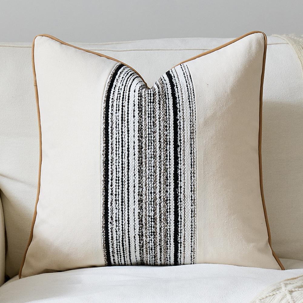 Farmhouse Cushion Cases with Stripe Pattern Soft Woven Pillowcase Striped Throw Covers for Home Bedroom Living Room Sofa Decor