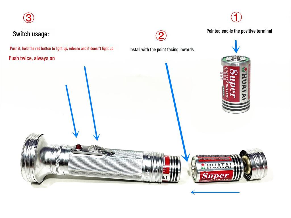 Nostalgic Tinplate Tiger Head Flashlight, Old-Fashioned 2-Cell/3-Cell, Small Household Warm Light, King Gold.