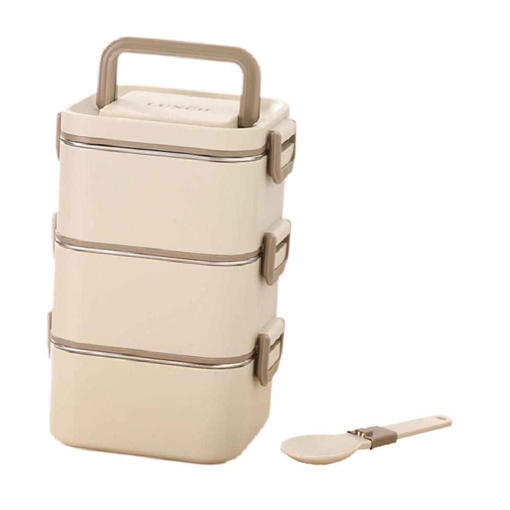 Lunch Container Reusable Microwave Lightweight Airtight Lid Bento Box with Sppon Stackable for Office Home Kitchen Picnic