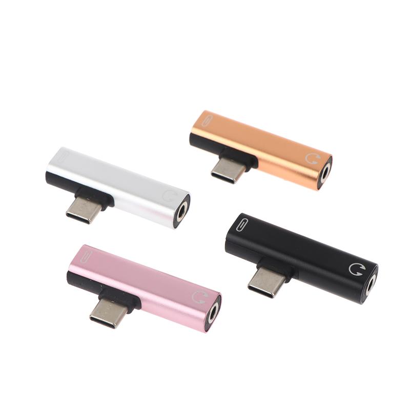 Type-C Dual 2-in-1 Audio Charger Adapter Listen To Songs Charge Simultaneously For Android USB C Phones Office