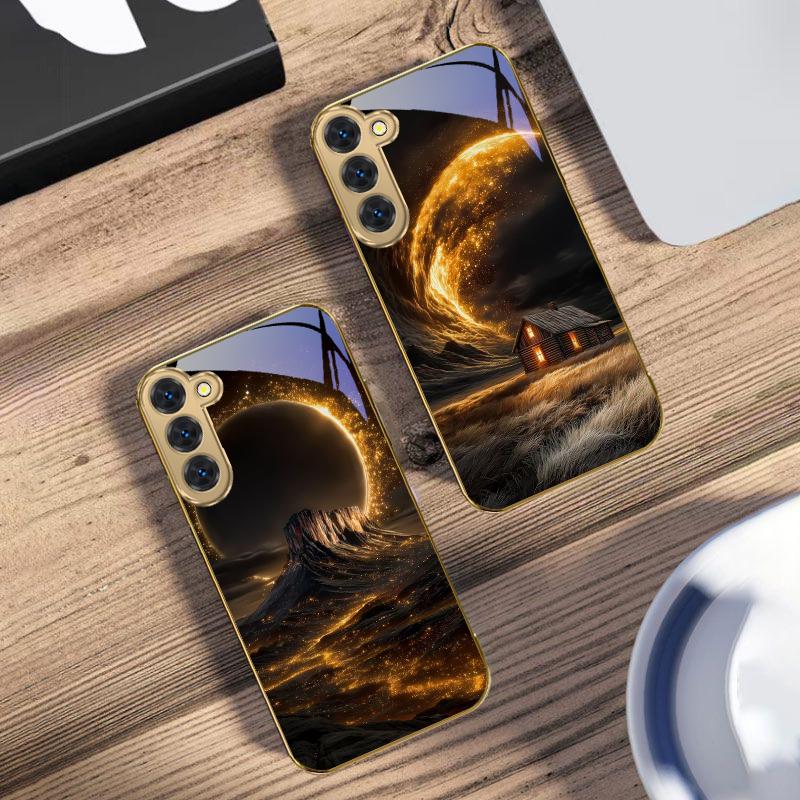 The wilderness of veins For Samsung Galaxy S20 FE S21 S22 S23 Plus S24 Ultra 25Ultra S21+ S9+ S22Plus Golden glass phone case