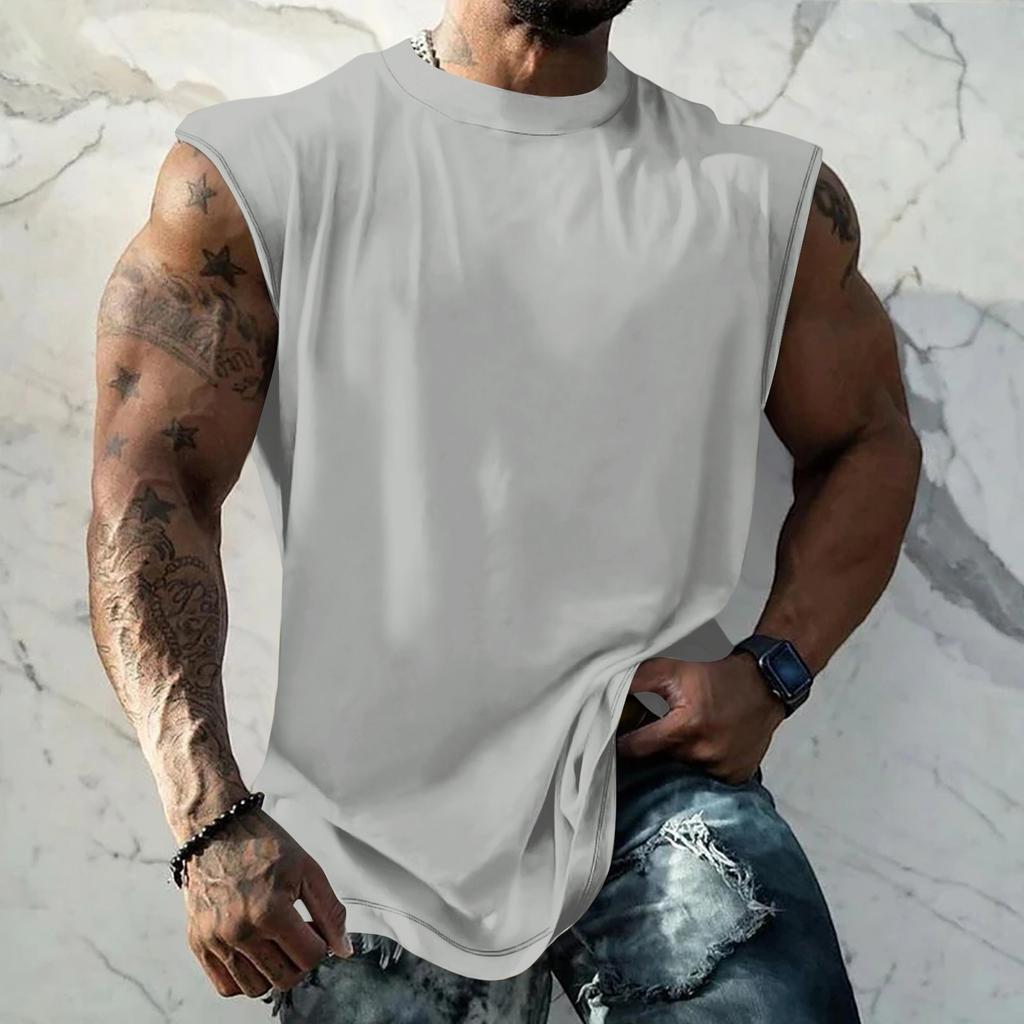 Men Sleeveless Tank Top Muscle Shirt Loose Fit Basic Solid Color Casual Summer Workout Vest for Daily Use