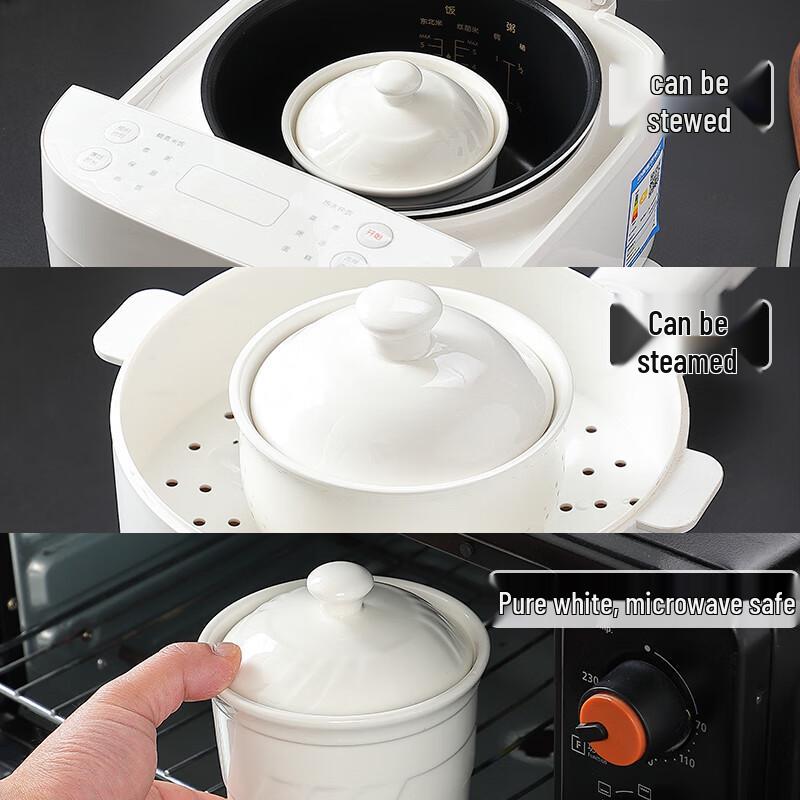 Zhaoran 4-inch Gold Rim Ceramic Single-Serve Stew Cup