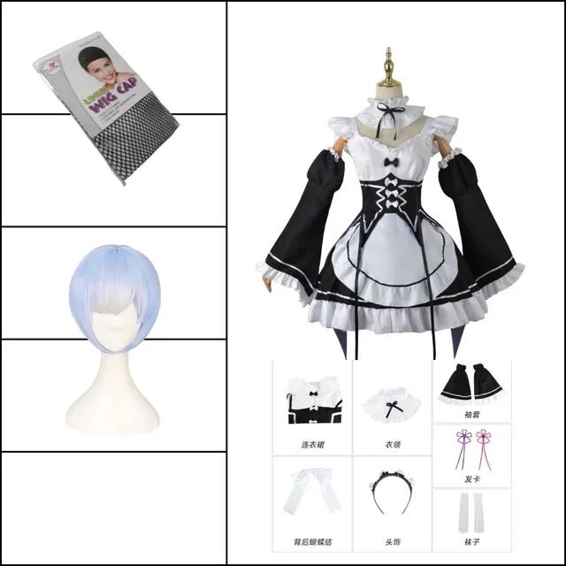 Anime Ram Rem Lolita Meid Cosplay Re Leven In Een Andere Wereld dan Nul Kostuums Vrouwen Loli Jurk Halloween Feestpak M blauw