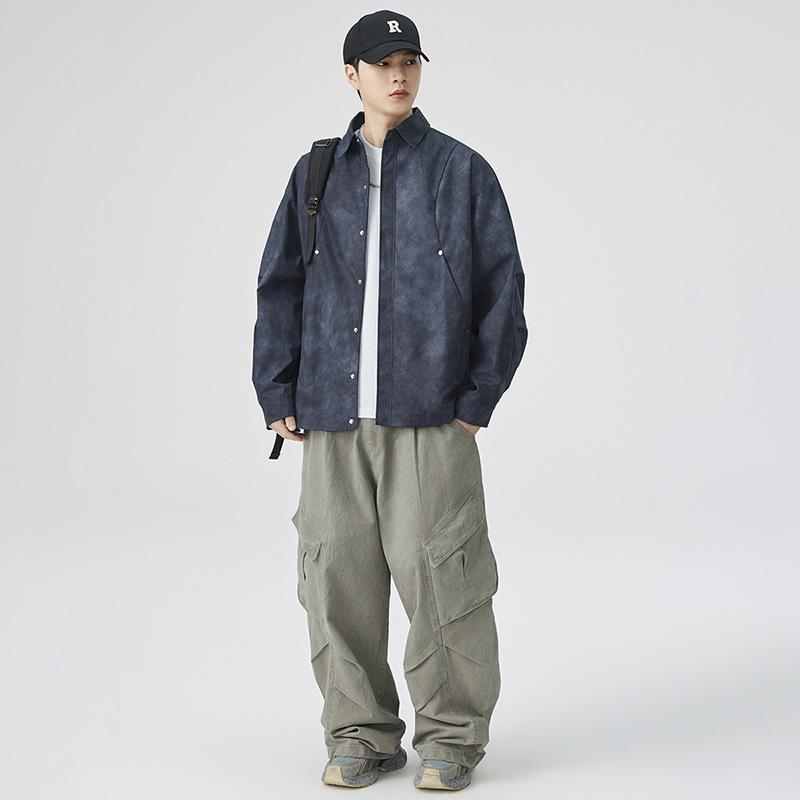 Workwear Jacket Men's Lapel Jacket Coach Clothing Autumn and Winter New Loose Leisure Sports Retro