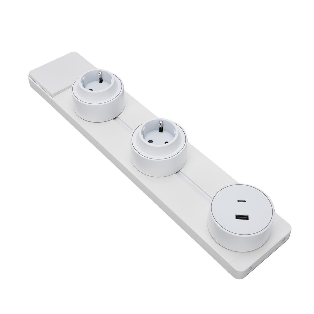 Under Cabinet Power Strip with USB Port 40cm Electrical Stainless Steel Aluminum Alloy Power Strip Track System for
