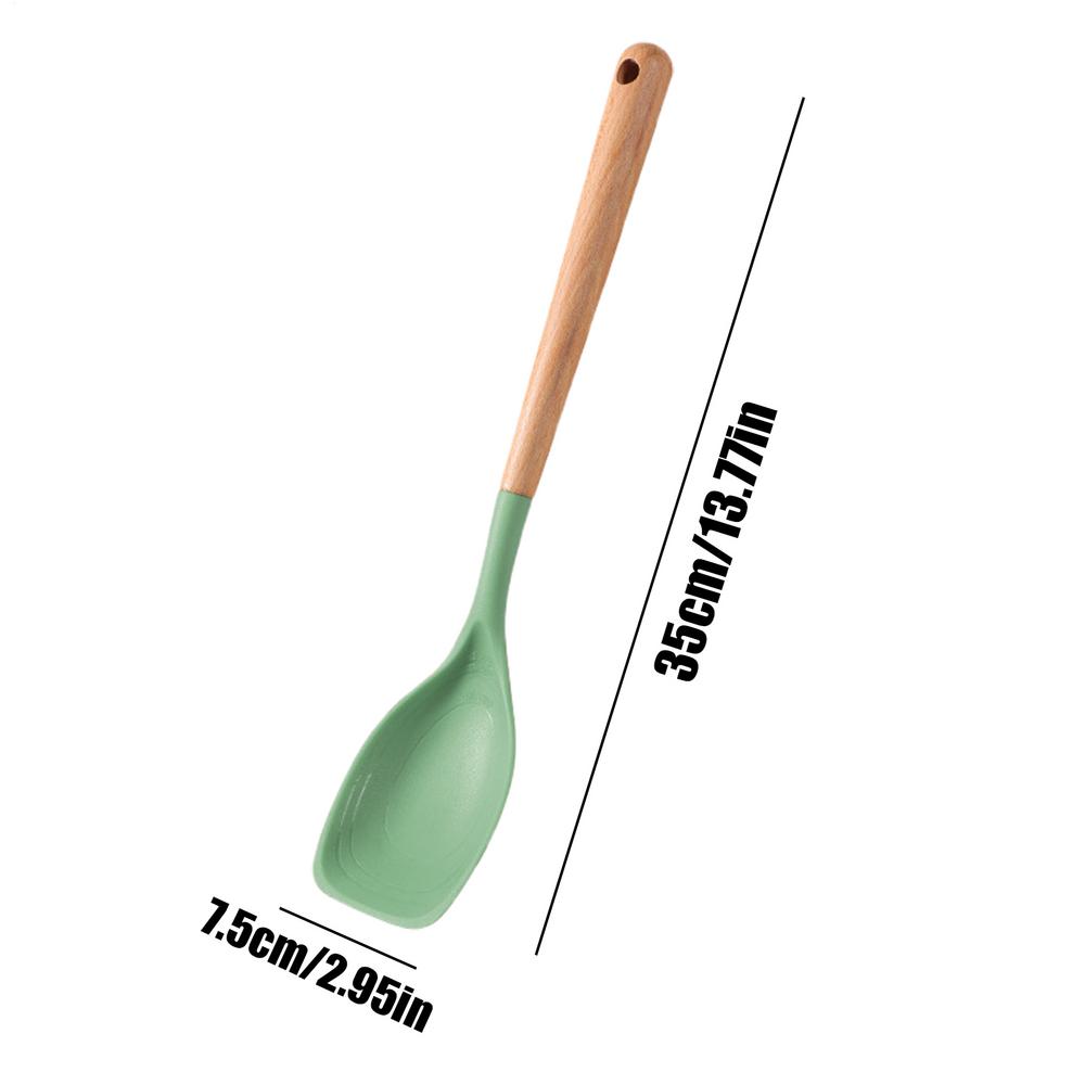 Spatula Spoon Flexible Non-Stick Silicone Utensil Wooden Handle Mixing Spatula For Kitchen Baking Mixing Scraping Serving Frying
