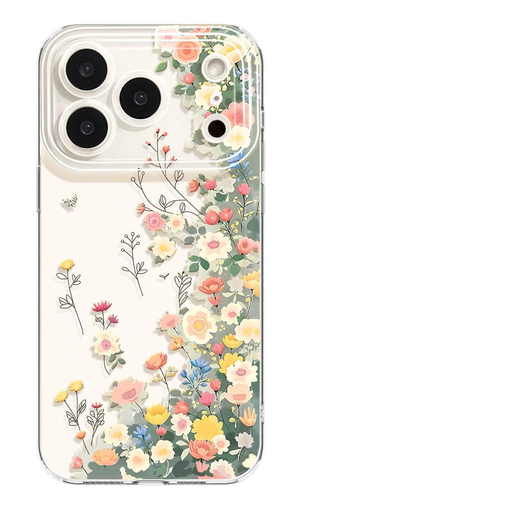 Floral Phone Case with Lanyard for iPhone 11-17/14-16 Pro Max
