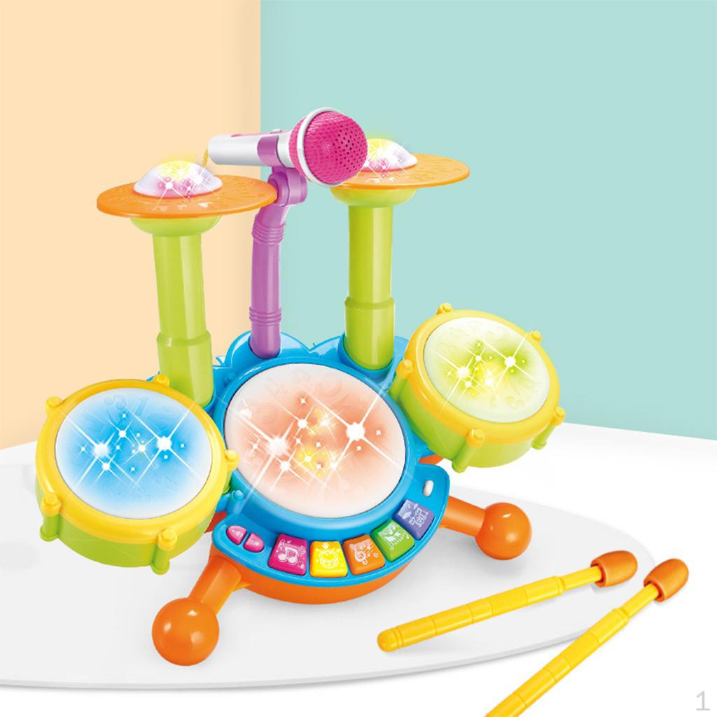

Baby Musical Toys, Toddler Drum Set, Toys Set with Microphone & Lights, Learning for зелений