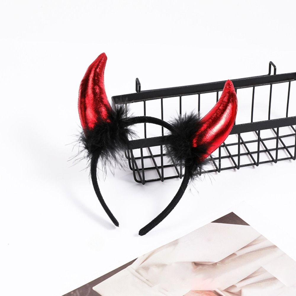 Decorations Devil Horns Headband Costume Glitter Headband Trendy Halloween Hair Band  Children