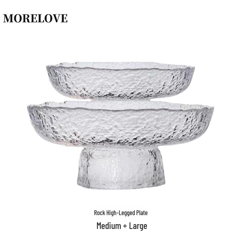 Qiwei Black Glass Fruit & Cake Plate