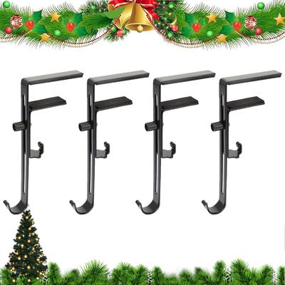 Metal Stocking Holder with 2 Metal Hooks Fireplace Garland Hanger Adjustable Mantle Hook No Slip for Fireplace Garland Vine Desk