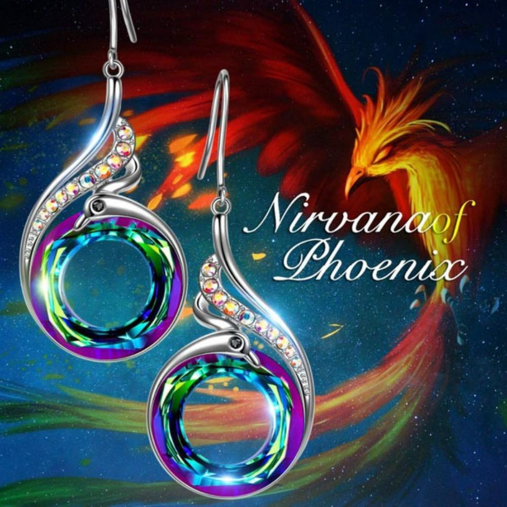 Boucles d'oreilles Phénix en Cristal Coloré Élégantes Boucles d'oreilles pendantes pour Fête de Mariage pour Femmes Bijoux Mode Cadeau