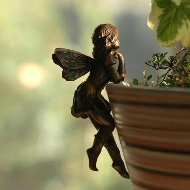 Fairy Girl Hengekopp Harpiksdekorasjon Fairy Kombinasjon Blomsterkurv Kantdekorasjon Hagekrukkepynt