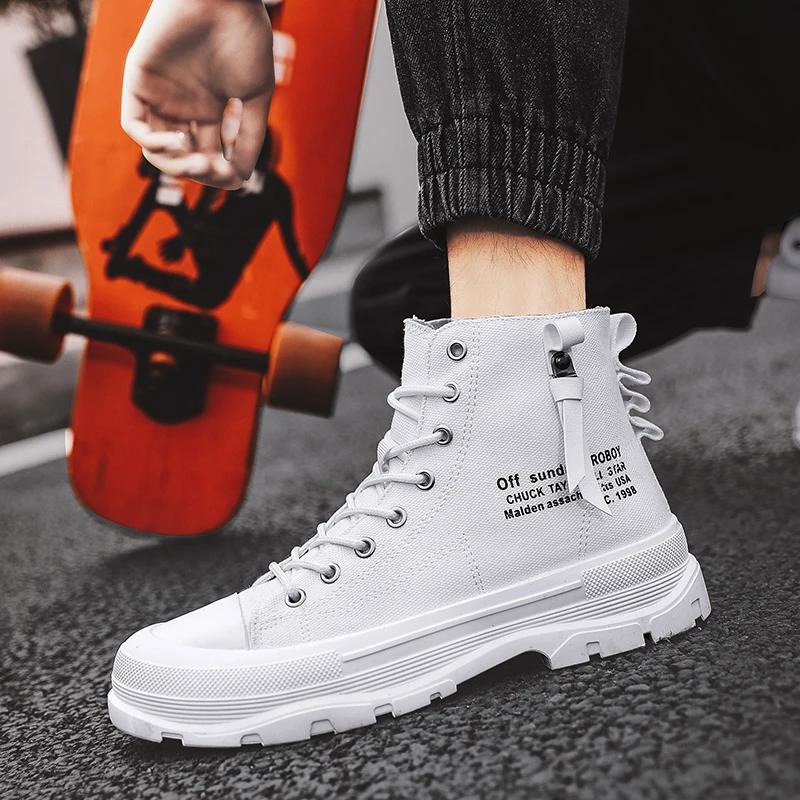 Herren Outdoor Bequeme Coole Canvas Schuhe Für Herren Lässige High Top Sneaker Plateau Skateboard Schuhe Schnürstiefel lässig