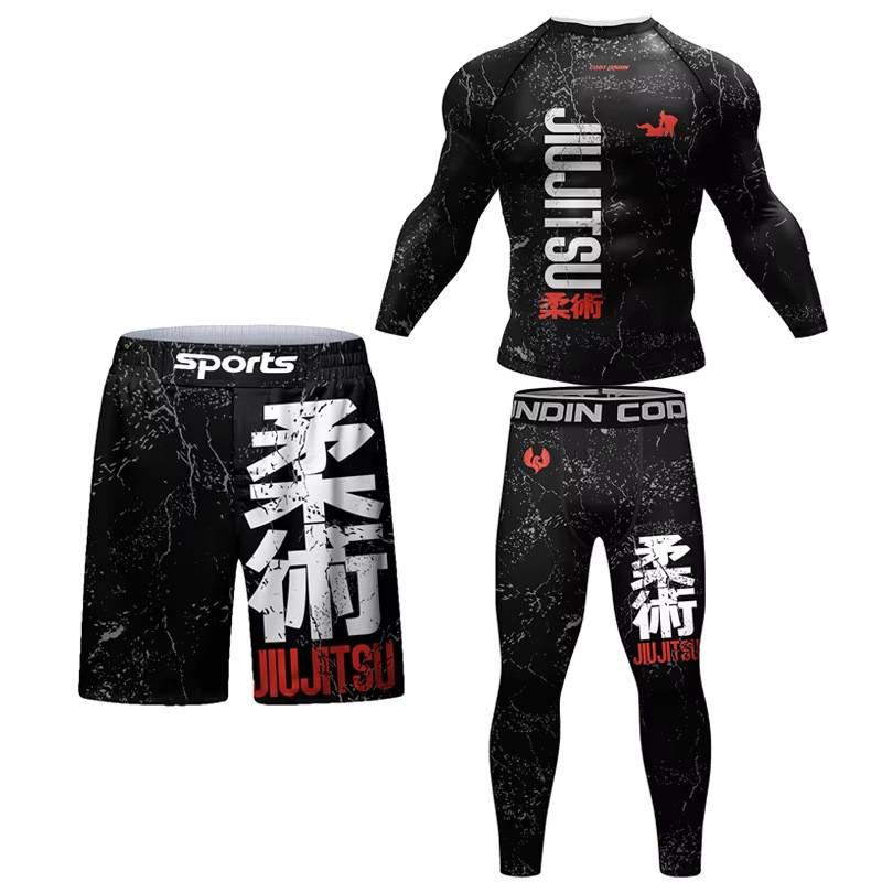 Breathable Quick Dry Cycling Jersey Set BJJ MMA Training Rash Guard Short Sleeve Sportswear