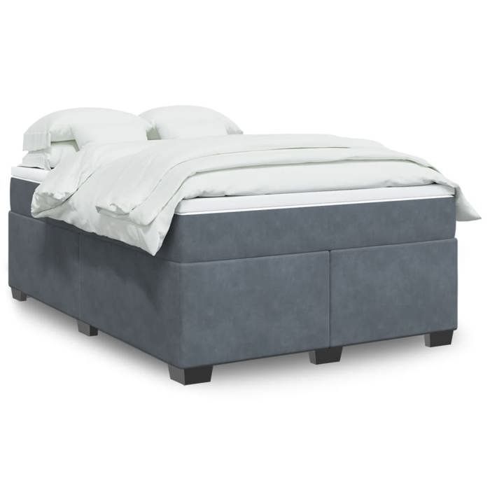 VidaXL Sommier à lattes de lit et matelas Gris foncé 140x190cm Velours, lit, lit à plate-forme, lit à panneaux, meuble de 3285282