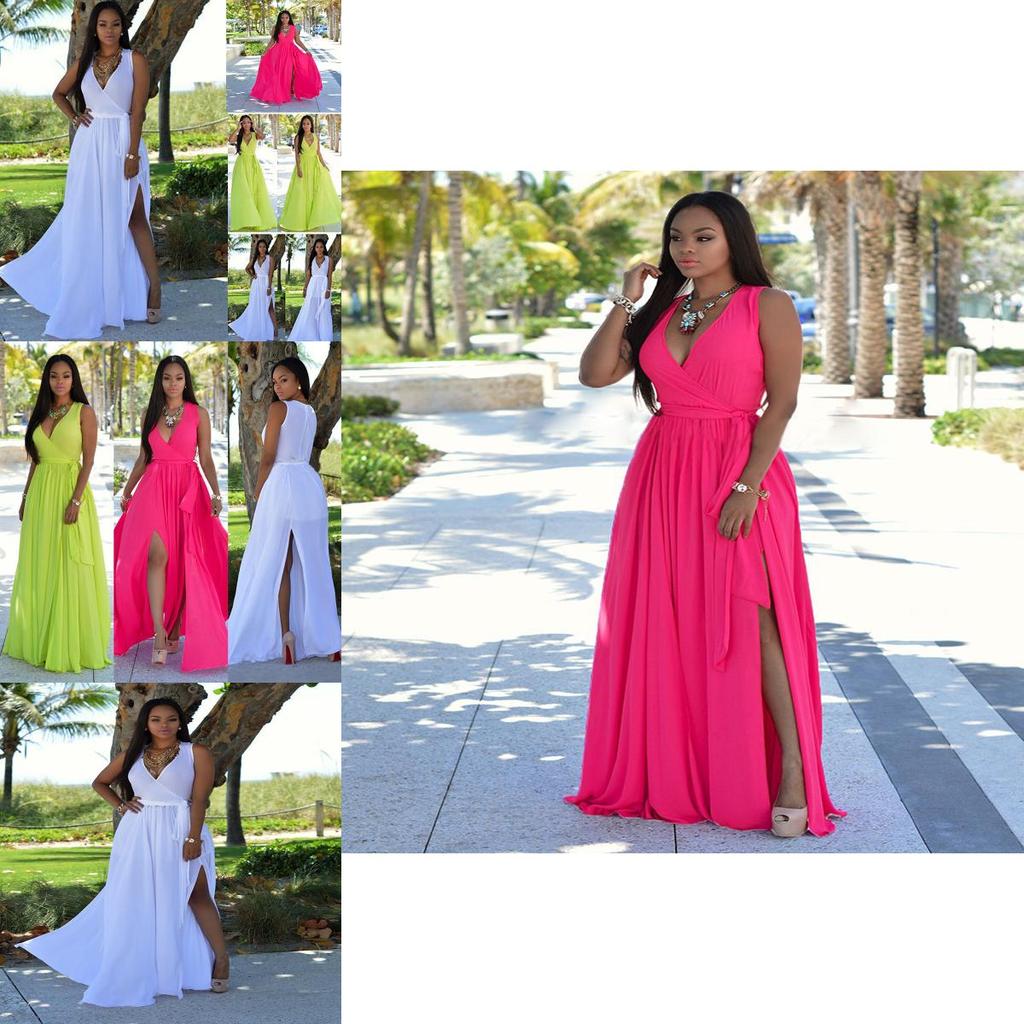 Womens Floral V-neck Sexy Long Dress Beautiful Maxi Holiday Summer Sundress