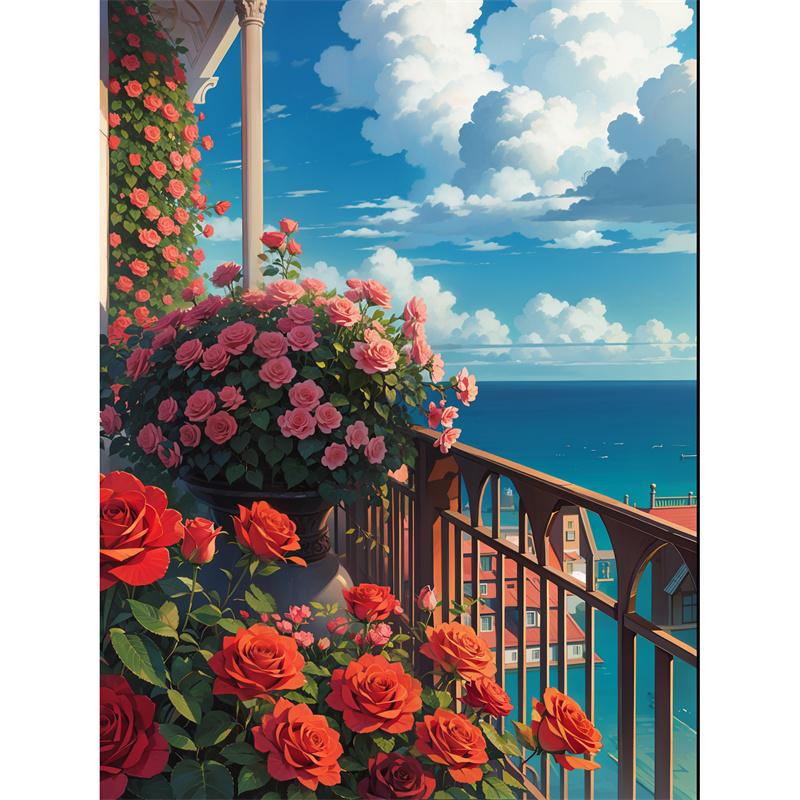 5D DIY Diamond Painting Flower Scenery Diamond Embroidery Painting Full Round Diamond Mosaic DIY Rhinestone Home Decor Gifts