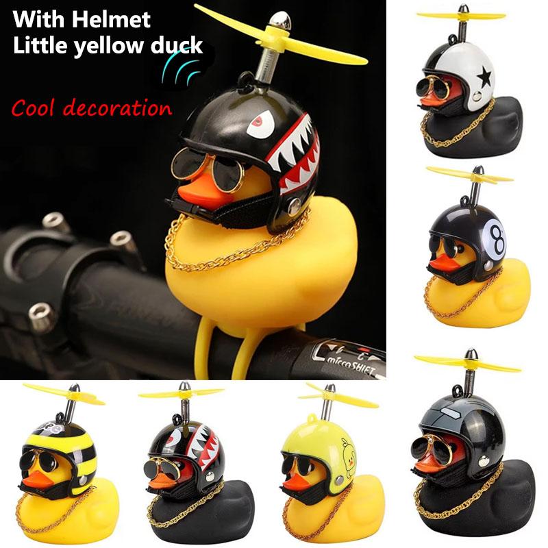 Bicycle Small Yellow Duck Motorcycle Decoration Airscrew Helmet Standing Duck Broken Wind Ducky For Bicycle Motor Riding Cycling