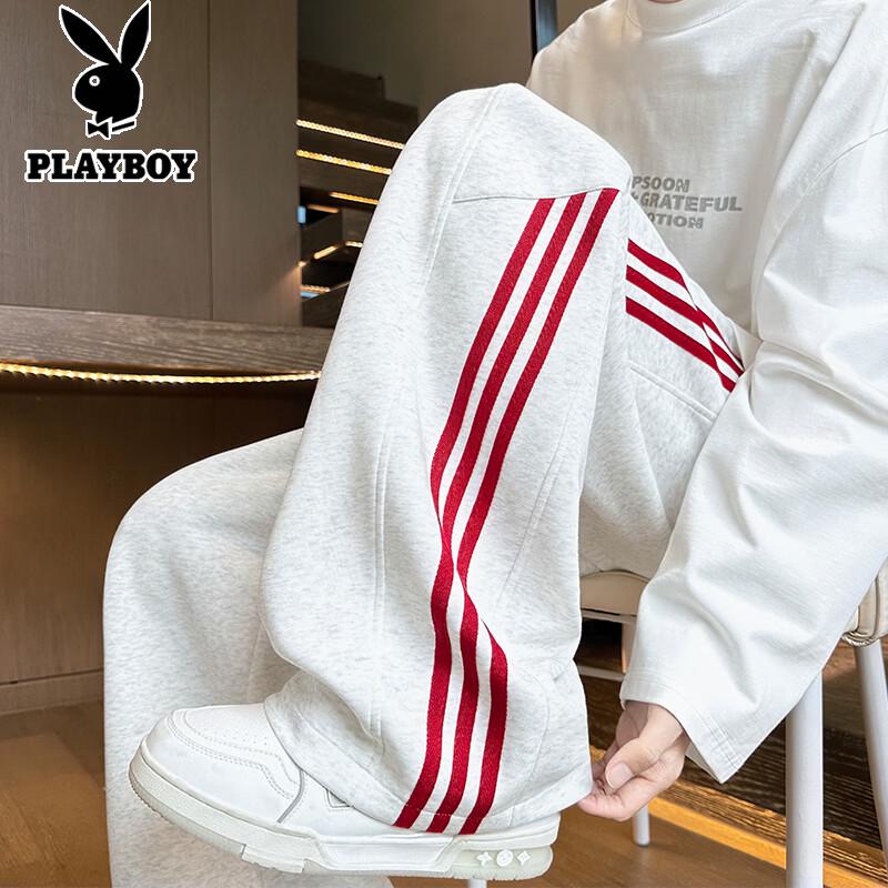 PLAYBOY Men s American High Street Three-Stripe Sweatpants L