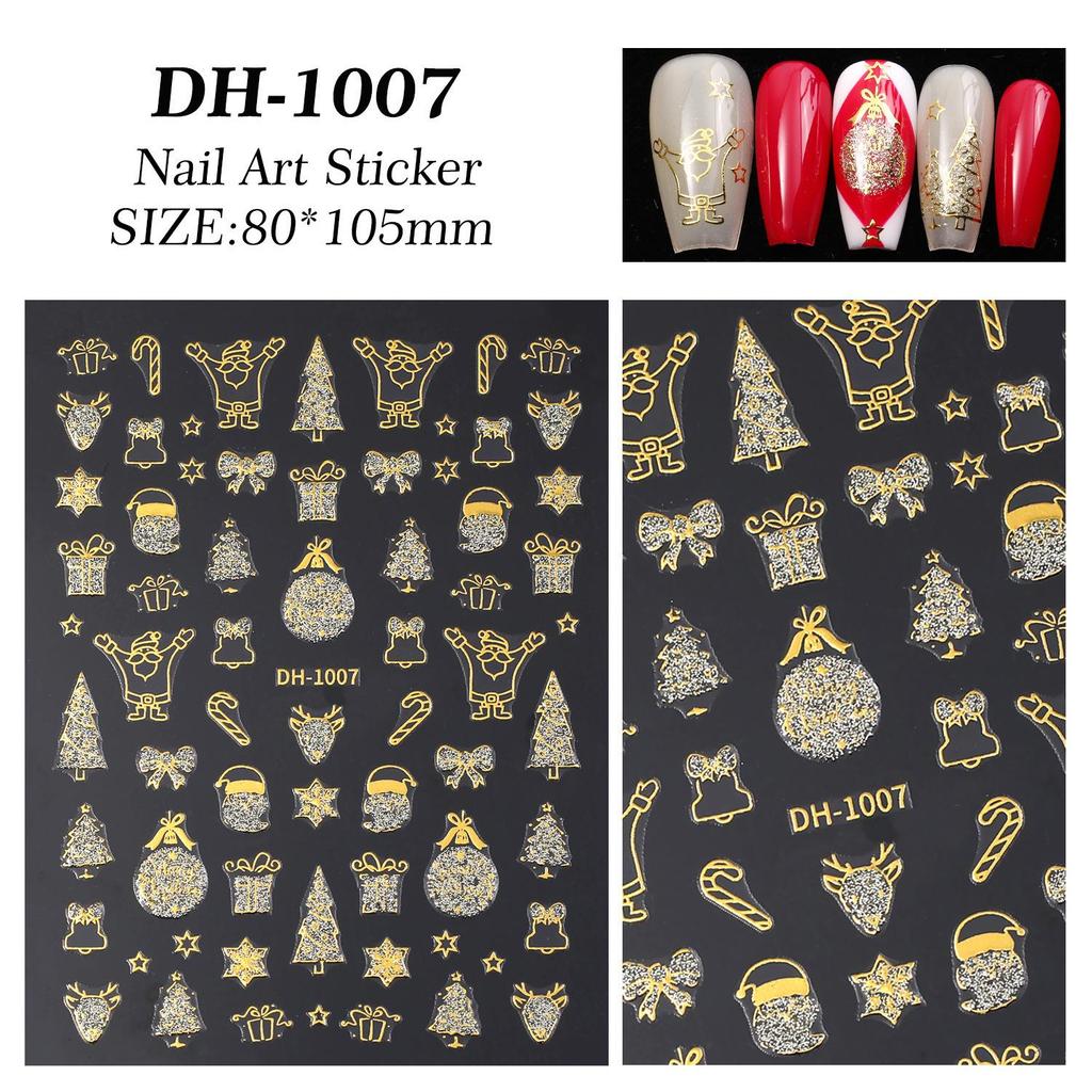 Glitter Snowman Christmas Nail Stickers - Flat Back Adhesive for DIY Nail Art