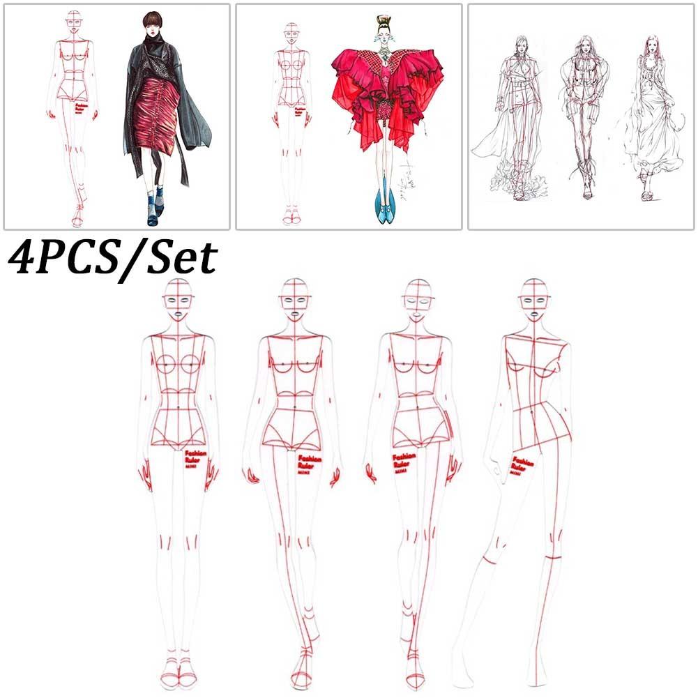 Transparent Plastic Fashion Design Ruler Set for Clothing Illustration and Tailoring Template Tools for Professional Use