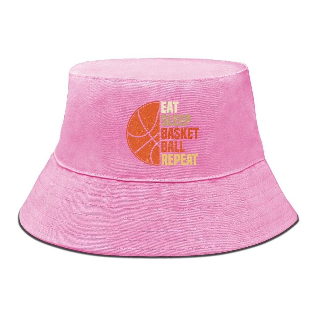 Bucket Hat With "EAT SLEEP BASKET BALL REPEAT" Print , Women's Hat Reversible Casual Wide Brim Fishing Cap