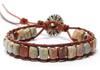 Bracciale Boemo Intrecciato in Pelle Imperatore di Pietra Shoushan di Forma Libera 5x7