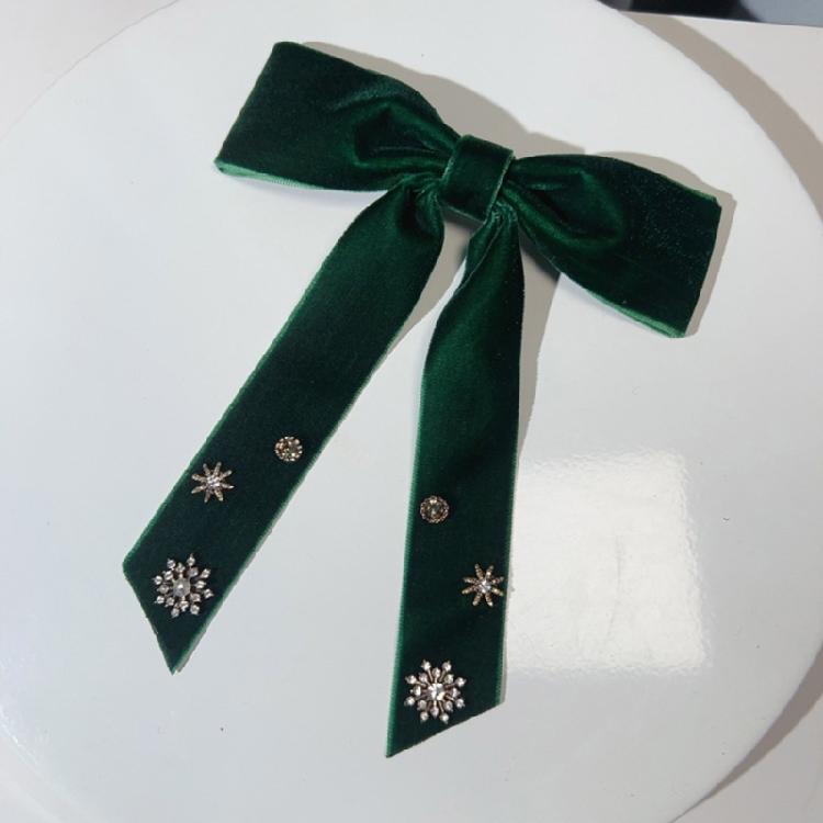 Elegant Velvets Bows Tie Brooch Pin Women's Christmas Rhinestones Snowflake Bowtie Pre Tied Bowknot Corsage Necktie