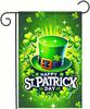 Happy St Patricks Day Garden Ags for Outside Irish Hat with Shamrocks Sparkles Small Seasonal Decoration for Holiday Anniv EEZ