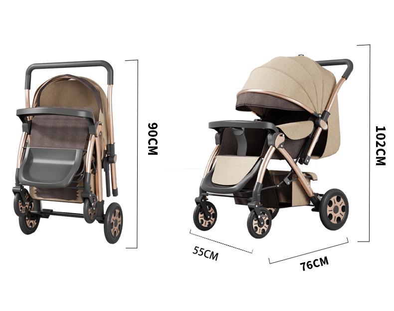 High Landscape Multifunctional Baby Stroller: Sit & Lie, Folding, for Children 0-4 Years, Portable for Outdoor Use
