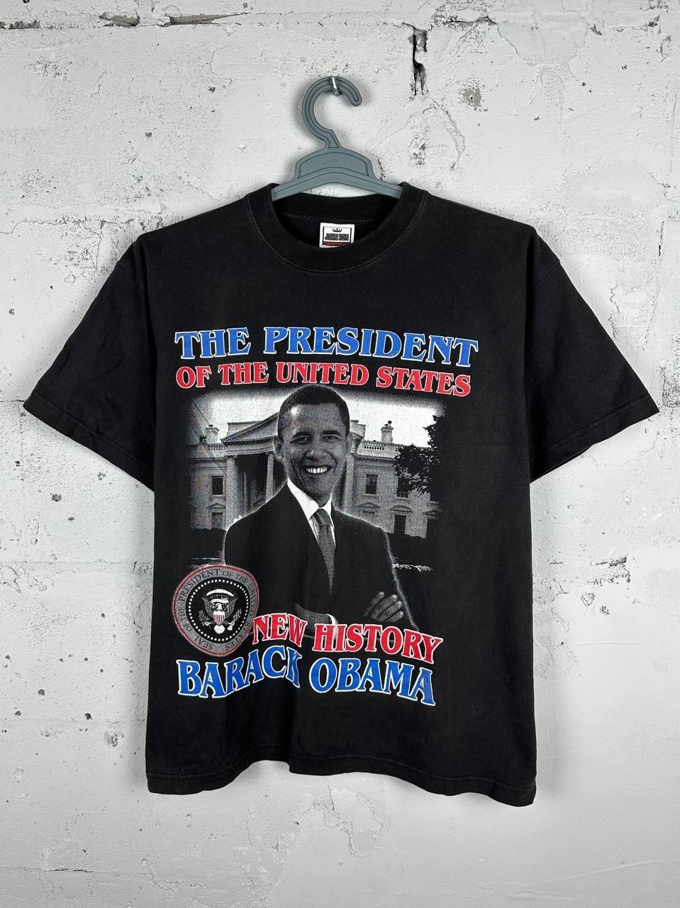 Barak Obama Graphic Overprint Washed T-Shirt Tee Unisex T-Shirt XL