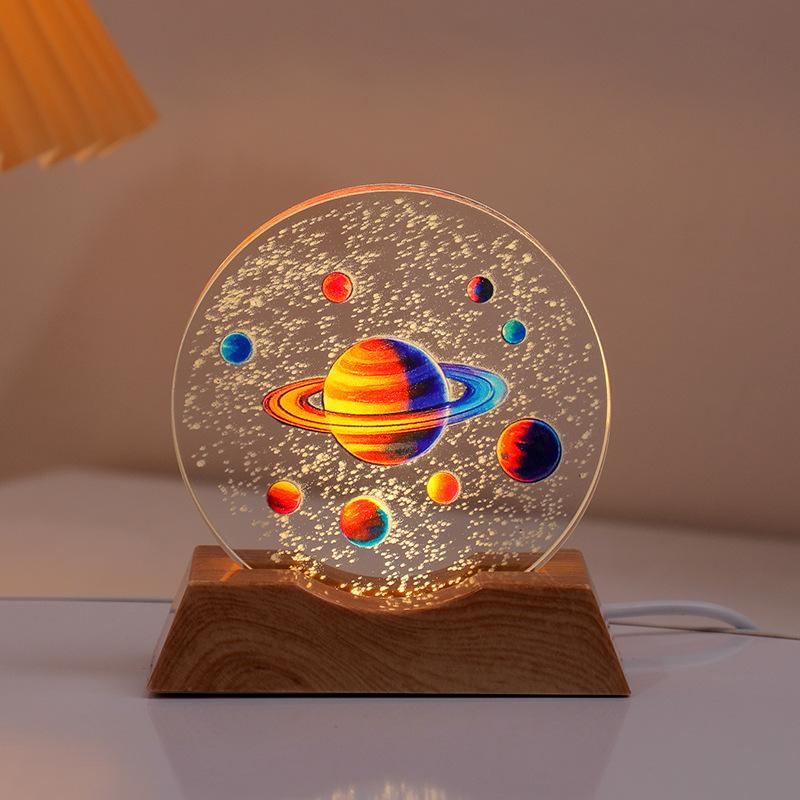 Crystal Disc Luminous Night Lamp Bedside Lamp Ambient Desk Lamp Creative Gift Desktop Decoration Ornament