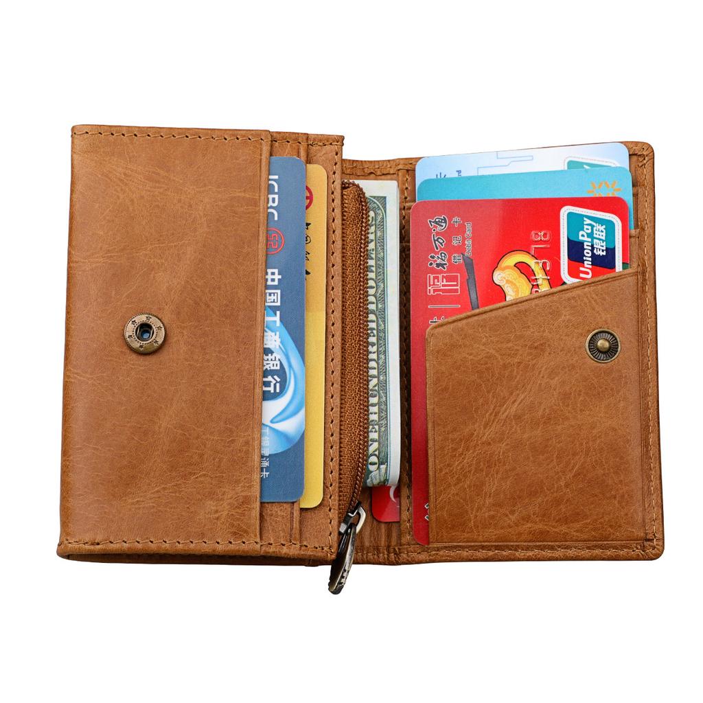 High Quality Mens and Womens Leather Zipper Coin Purse ID Card Holder Anti-magnetic RFID Anti-theft Credit Card Pouches Small Wallet
