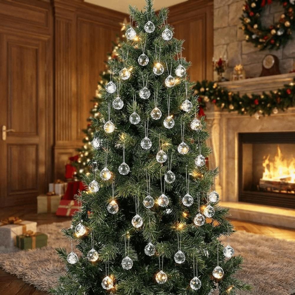 30PCS Shiny Acrylic Crystal Ball Ornaments Hanging Crystal Ornament Holiday Festival Party