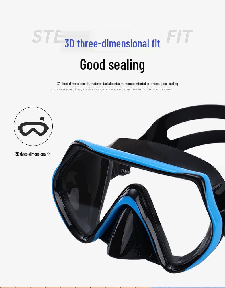 Maschera da Immersione in Silicone per Bambini e Adulti con Snorkel - Lente in Vetro Temperato HD, Montatura Grande