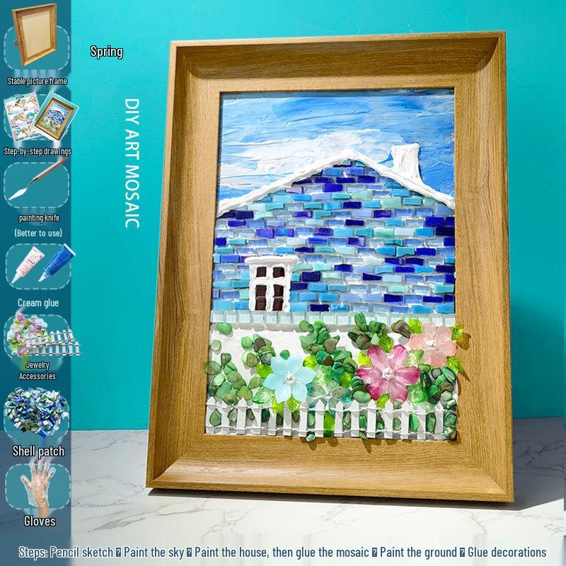 

Набор для создания объемной мозаичной картины ручной работы с рамкой формата А4 - DIY подвесное украшение