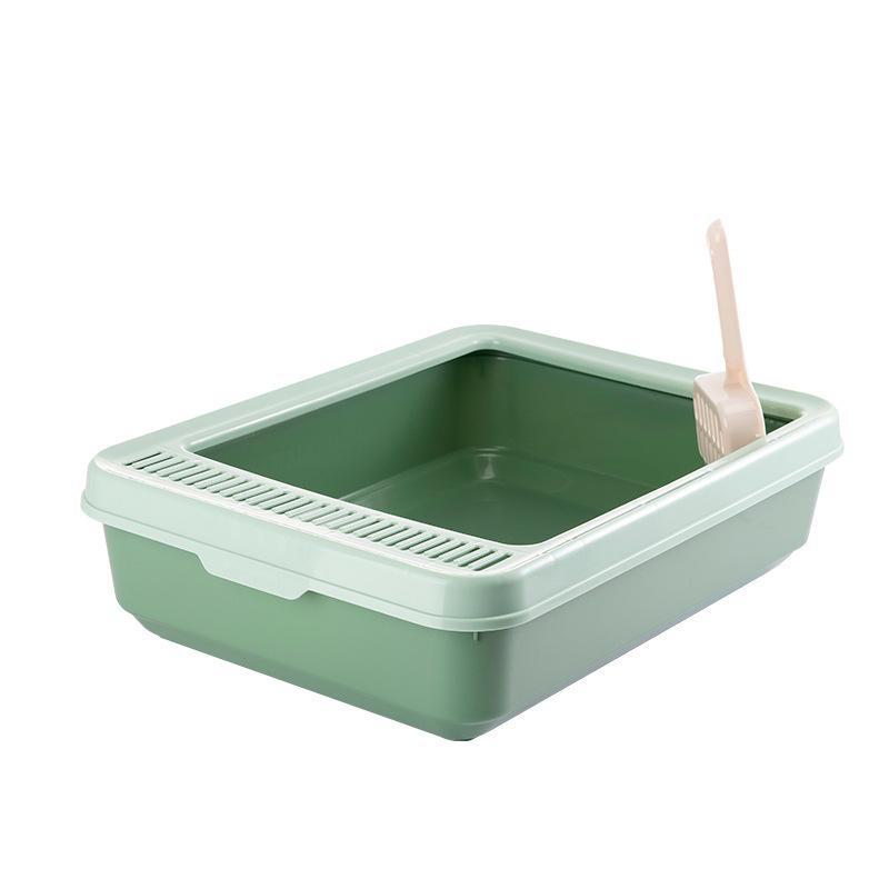 Ulepszona półzamknięta kuweta dla kota z osłoną przeciwbryzgową, wyjmowanym, zmywalnym designem i łopatką na żwirek