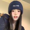 Korean Ins Embroidered Letter Wool Hat Women's Autumn and Winter Warm Cold Hat Versatile Knitted Hat Loose Ear Protection Bag Head