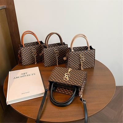 Carta Borla Tendência Moda Estampa Retrô Bolsa de Mão Moderna de Um Ombro Bolsa Pequena Quadrada Feminina