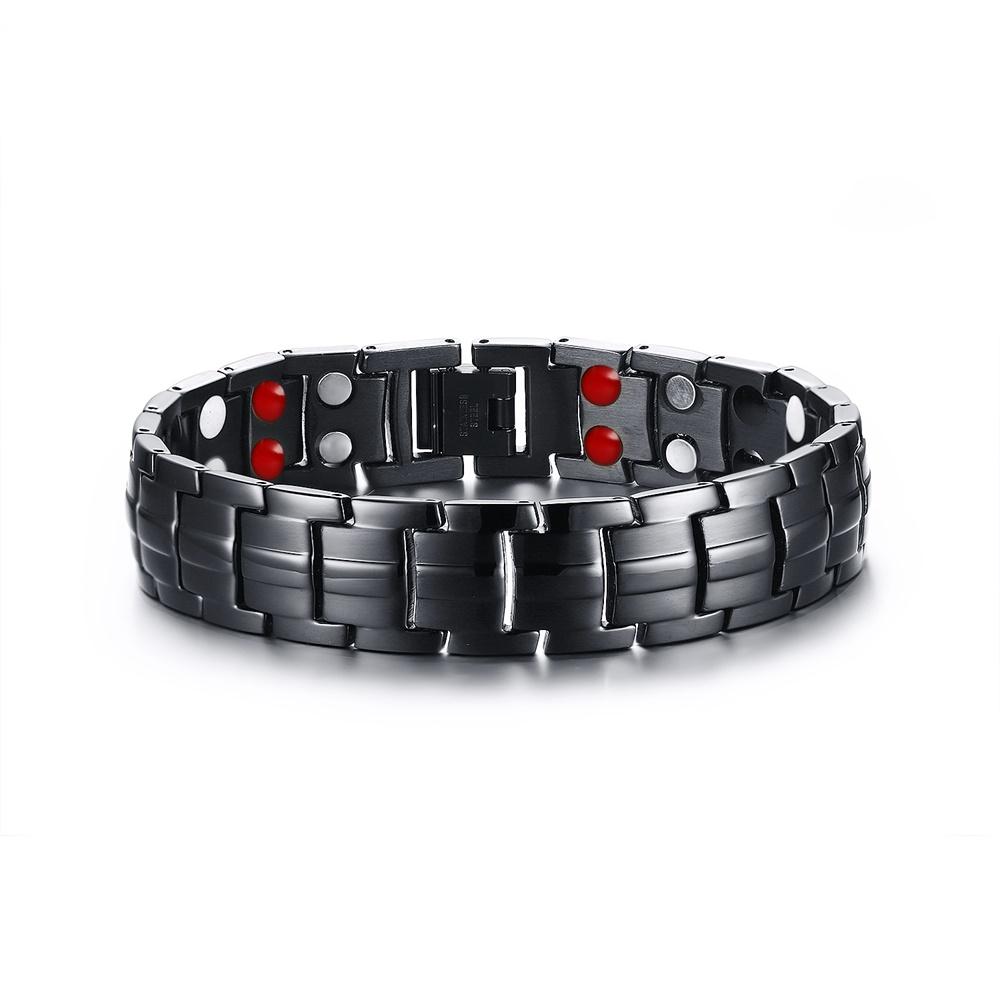 Black Bracelet Men Hand Chain Waterproof Health Germanium Magnetic Therapy Bracelet Male Benefits Stainless Steel Bracelets Mens