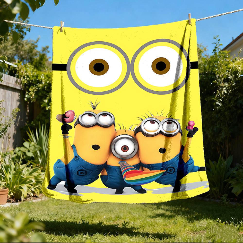 

1 шт. Фланелева ковдра Minions для вулиці для дівчат, м яка, легка, ідеально підходить для кемпінгу та подарунків, Цифрова 80x120cm
